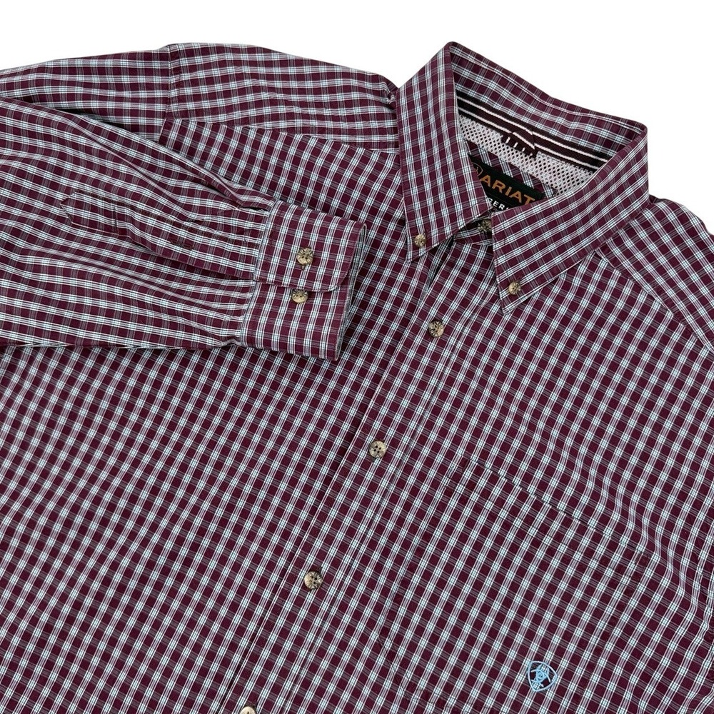 Ariat Pro Series Mens Large Long Sleeve Button Down Shirt Plaid Mesh Cowboy Work